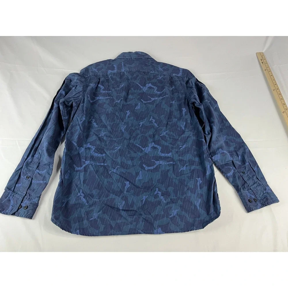 Banana Republic‎ Camden Fit Mens Blue Camo Long Sleeve Button Down Shirt Medium